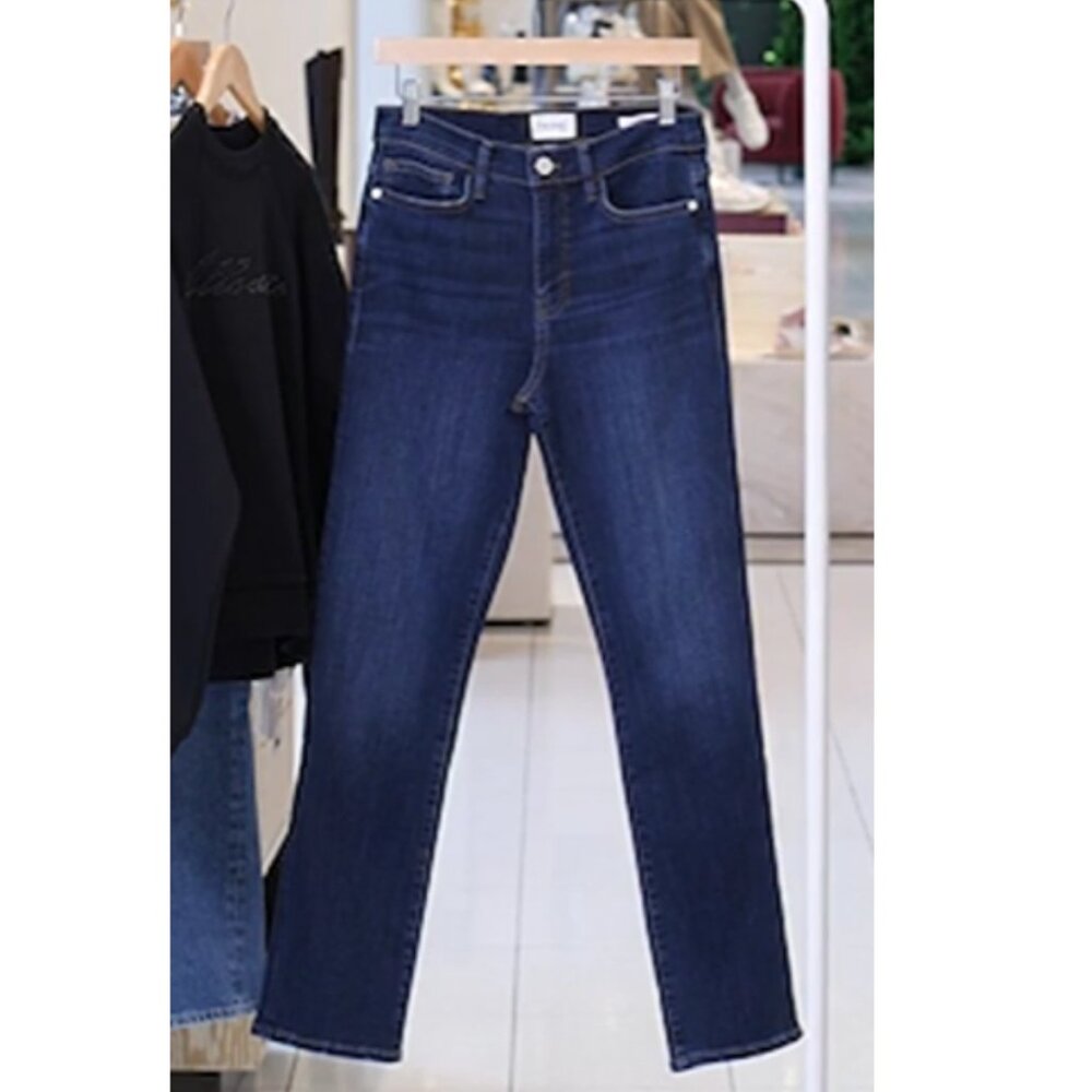 Frame Denim Straight Leg Jeans in Dark Indigo